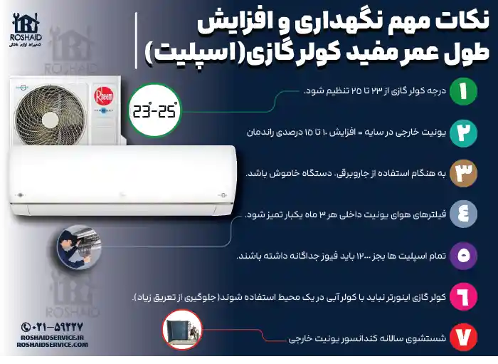 نکات مهم نگهداری و افزایش بازدهی کولرگازی ریم Rheem 